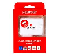 Skross 38565 USB-oplader 2x USB-A Wit, Zilver Binnen - thumbnail