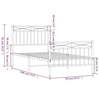 Bedframe met hoofd- en voeteneinde metaal wit 90x190 cm Bedframe met hoofd- en voeteneinde metaal wit 90x190 cm