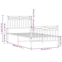 Bedframe met hoofd- en voeteneinde metaal wit 90x190 cm - thumbnail
