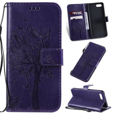 Boom & kat patroon gedrukt afdrukken horizontale Flip PU lederen draagtas met houder & kaartsleuven & portemonnee & Lanyard voor OPPO A1K/C2 (paars) Boom & kat patroon gedrukt afdrukken horizontale Flip PU lederen draagtas met houder & kaartsleuven & portemonnee & Lanyard voor OPPO A1K/C2 (paars)