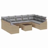 Tuinbankenset met opslag Beige en Licht Grijs poly rattan - thumbnail