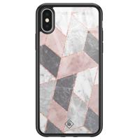 iPhone X/XS glazen hardcase - Stone grid - thumbnail