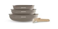 Set van 3 koekenpannen - Geschikt voor alle kookplaten inclusief inductie - ARTHUR MARTIN - AM4587 - Keramiek - Ø 20-24-28 cm + afneembare handgreep - Taupe - thumbnail