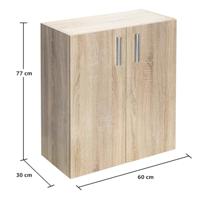 Dressoir 2 deurs Vela Eikenhout 77x30x60cm - thumbnail