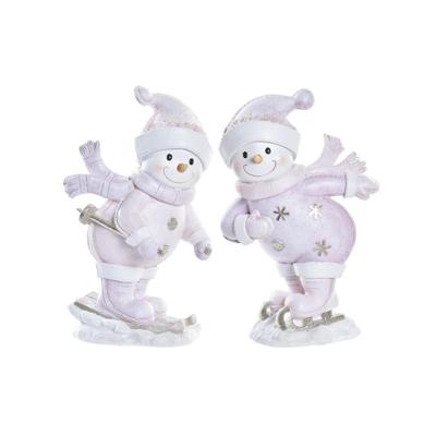 Kerstversiering DKD Home Decor Hars Sneeuwpop (15 x 13,5 x 24,5 cm) (2 Stuks)