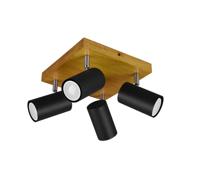 Trio 4-lichts opbouwspotMarley zwart op hout - 812400432 - thumbnail