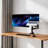 ACT Monitorarm max 49 met laptophouder office premium, gasveer, paalbevestiging, 1 monitor - thumbnail