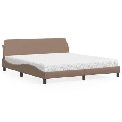 Bed met matras kunstleer cappuccinokleurig 180x200 cm