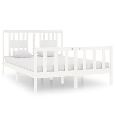 Bedframe massief hout wit 135x190 cm