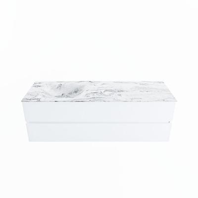 MONDIAZ VICA-DLUX 150cm badmeubel onderkast Talc 2 lades. Inbouw wastafel CLOUD links 1 kraangat, kleur Glace.