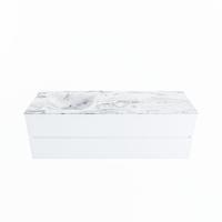 MONDIAZ VICA-DLUX 150cm badmeubel onderkast Talc 2 lades. Inbouw wastafel CLOUD links 1 kraangat, kleur Glace. - thumbnail