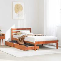 Bedframe zonder matras massief grenenhout wasbruin 90x190 cm - thumbnail