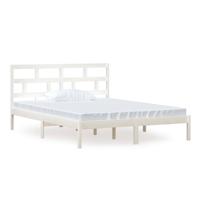 Bedframe massief hout wit 150x200 cm - thumbnail
