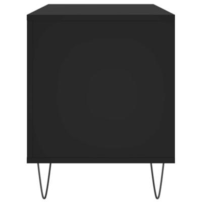 Platenkast 100x38x48 cm bewerkt hout zwart - thumbnail