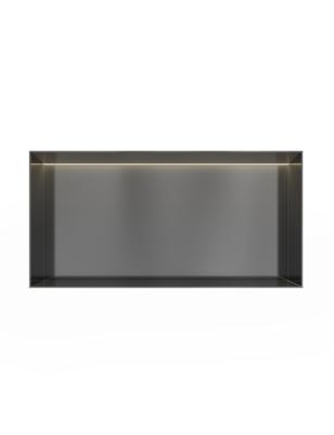 Hotbath &MORE Inbouwnis 30x60x10cm frameless + LED Geborsteld Gunmetal PVD