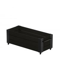 Zwarte Grote Rechthoekige Plantenbak Cubic Op Wielen - thumbnail