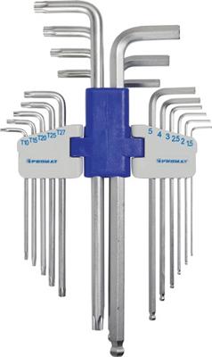 Promat/Tecwerk Haakse schroevendraaierset | 18-delig kunststof houder | SW 1,5 - 10 mm - T10 - T50 | lang universeel S2-staal - 4000825118