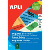 Apli Gekleurde etiketten ft 105 x 37 mm (b x h), groen, 1.600 stuks, 16 per blad, doos van 100 blad - thumbnail