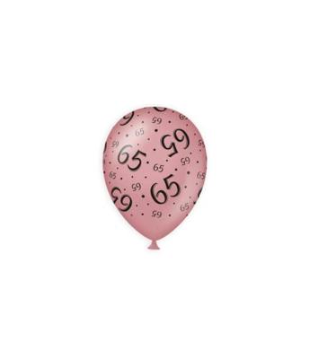 Ballonnen 65 Jaar Roze/Zwart (8st)