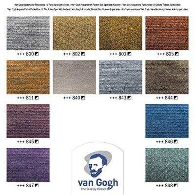 Van Gogh aquarelverf, pocketbox met 12 napjes, metallic- en interference kleuren Van Gogh aquarelverf, pocketbox met 12 napjes, metallic- en interference kleuren