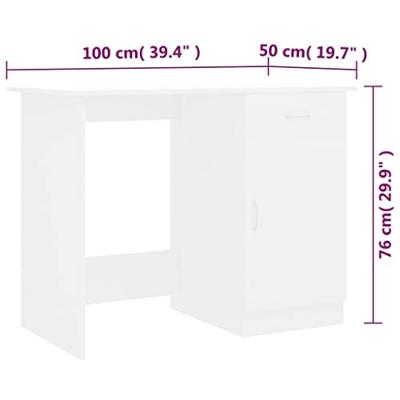 Bureau 100x50x76 cm bewerkt hout wit