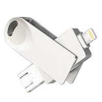 S29 3 in 1 16 GB Mirco USB 3.0 + USB-C / Type-C + 8 Pin Interface metalen Twister Flash Disk(Silver) - thumbnail