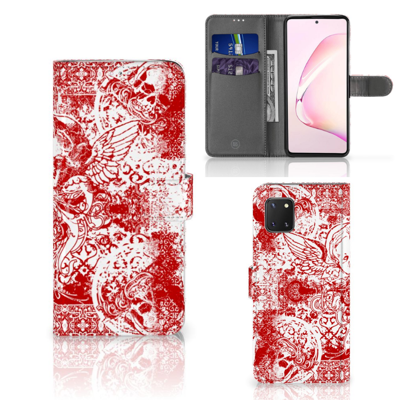 Telefoonhoesje met Naam Samsung Note 10 Lite Angel Skull Rood Telefoonhoesje met Naam Samsung Note 10 Lite Angel Skull Rood