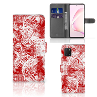 Telefoonhoesje met Naam Samsung Note 10 Lite Angel Skull Rood - thumbnail