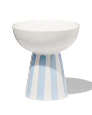 HEMA Schaaltje op voet Ø11x11.6 Tafelgenoten new bone wit met blauw (blauw)