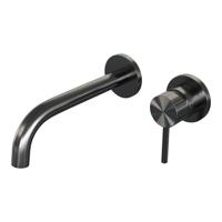 Brauer Stripe inbouw wastafelmengkraan met gebogen uitloop en rozetten model A1 gunmetal geborsteld PVD - thumbnail