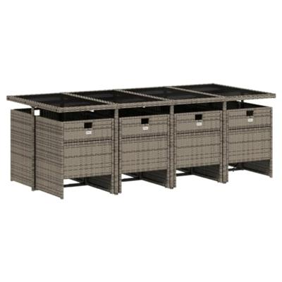 9-delige Tuinset met kussens poly rattan grijs - thumbnail