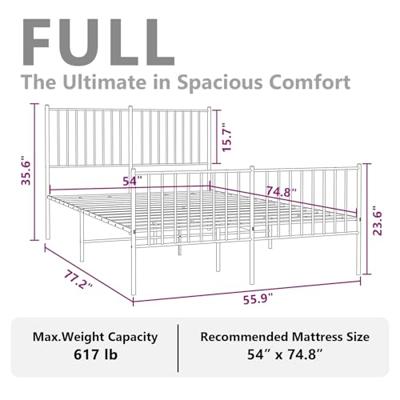 Bedframe met hoofd- en voeteneinde metaal wit 135x190 cm Bedframe met hoofd- en voeteneinde metaal wit 135x190 cm