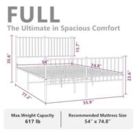 Bedframe met hoofd- en voeteneinde metaal wit 135x190 cm - thumbnail