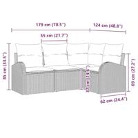 Tuinbankenset met kussen 4 pcs Lichtgrijs poly rattan - thumbnail