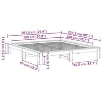 Bedframe zonder matras massief grenenhout wasbruin 180x200 cm - thumbnail