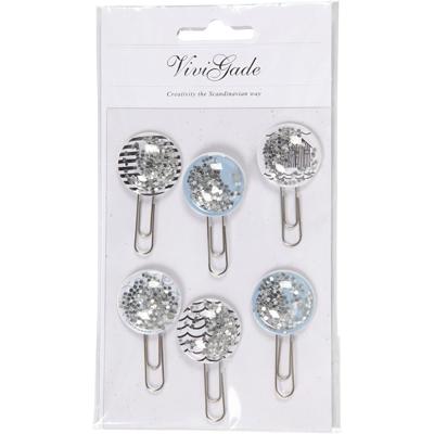 Vivi Gade Shaker clips, l: 49 mm, d 25 mm, zwart, blauw, grijs, wit, 6 stuk/ 1 doos