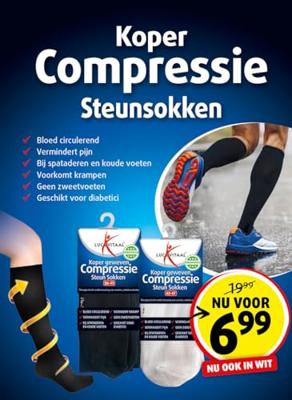 Lucovitaal Koper Geweven Compressie Steunkousen Wit 36-41 - thumbnail