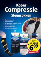 Koper compressie steunsok maat 42-47 zwart - thumbnail