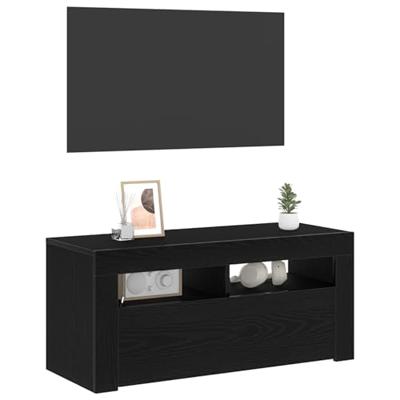TV-kast Zwart Eiken 90 x 35 x 40 cm Bewerkt hout
