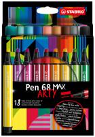 STABILO pen 68 max arty viltstift met dikke beitelpuntetui 18 kleuren - thumbnail