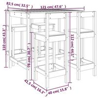 5-delige Barset massief grenenhout wit - thumbnail