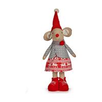 Decoratieve figuren Muis Kerstmis 48 cm Wit Rood Grijs Crème - thumbnail