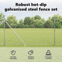 VidaXL Afrasteringspaal zilver 10 x 1,2 m (50 mm gaas) staal - thumbnail