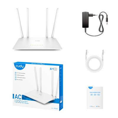 Cudy WR1200 AC1200 Dual Band WiFi-Router/Extender, WISP, 10/100Mbps LAN, 5 dBi-Antennes, VPN, Gast-WiFi, AP-Modus