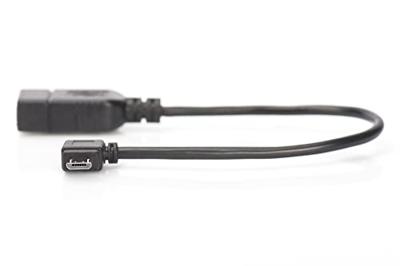 DIGITUS USB 2.0 adapterkabel - 0,15 m - USB Micro B (M) naar USB A (F) - 480 Mbps - USB-adapter - Zwart