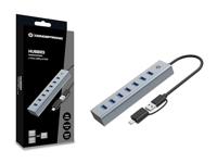Conceptronic HUBBIES21G interface hub USB 3.2 Gen 1 (3.1 Gen 1) Type-A 5000 Mbit/s Grijs - thumbnail