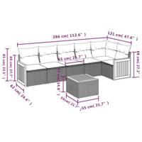 7-delige Loungeset met kussens poly rattan zwart - thumbnail
