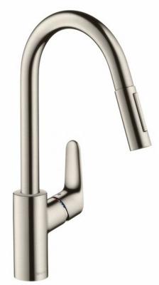 Hansgrohe Focus keukenkraan met uittrekbare vuistdouche RVS look 31815800