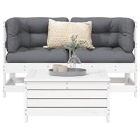 3-delige Loungeset massief grenenhout wit - thumbnail