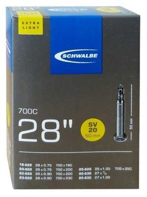 Schwalbe Benelux B.V. Schwalbe binnenband sv20 28" 18/25-622/630 fv 50mm Schwalbe Benelux B.V. Schwalbe binnenband sv20 28" 18/25-622/630 fv 50mm